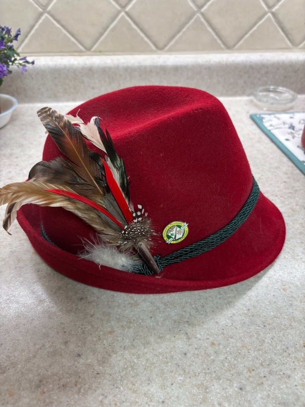 Oktoberfest Womens Wool Red Feather Hunter German Fest Hat
